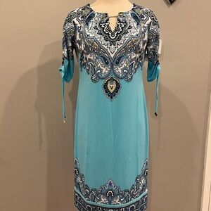 Elegant Blue Paisley Dress